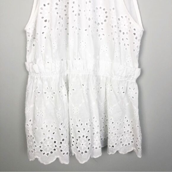 ZARA | White Eyelet Tank Top Red Stripe Halter Neckline Women’s Size Medium - Picture 5 of 8